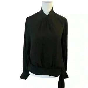 Ann Taylor Blouse with side tie Black Professional Office Interview Top